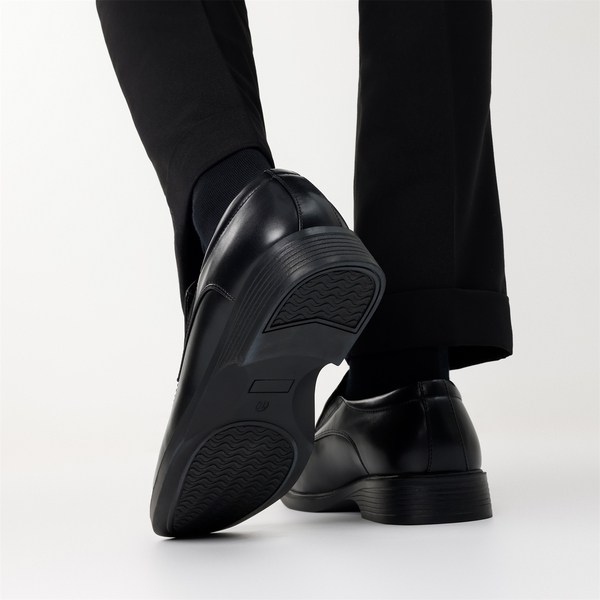 Men's Classic Square Toe PU Leather Loafers - BLACK - 7